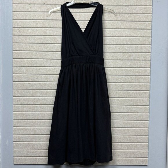 Dresses & Skirts - Lands End Women’s S Black Halter V-Neck Button-Up Midi A-Line Dress